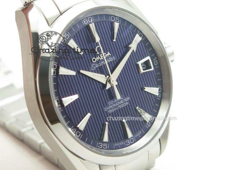 0324 Affordable Aqua Terra 150M SS 1:1 Best Edition Deep Blue Textured Dial On SS Bracelet A 8253
